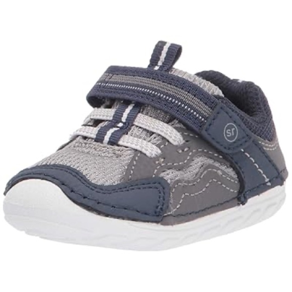 Size 3 Wide Baby Stride Rite Gray and White Sneakers with Flexible Sole